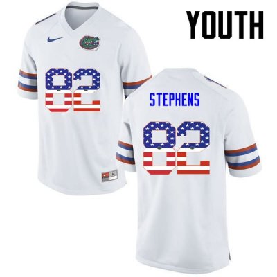 Youth Florida Gators #82 Moral Stephens NCAA Nike White USA Flag Fashion Authentic Stitched College Football Jersey SJL6762LF